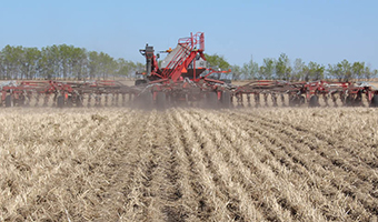 Tractor working field