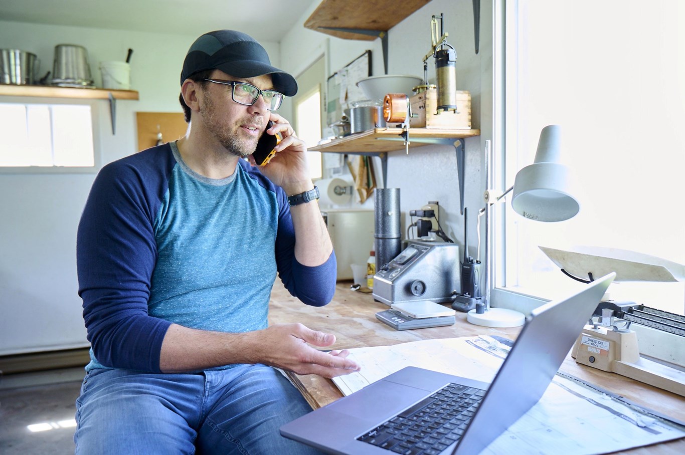 Image of farmer talking on phone